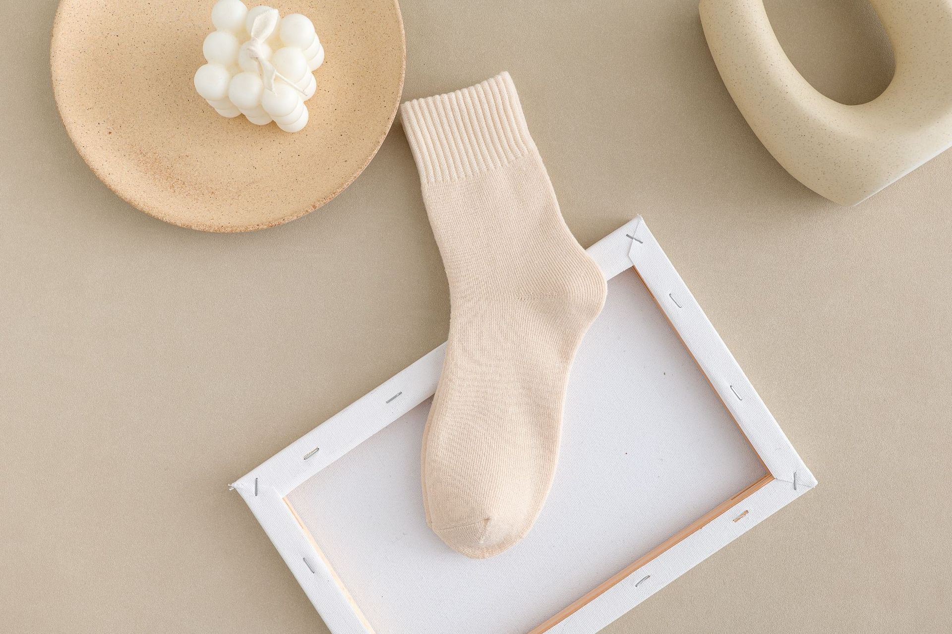 Womens terry socks-beige