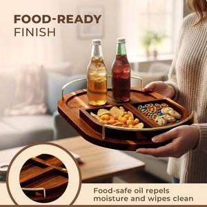 Oval solid wood <b>tray</b> with handles, fruit and dessert plate, breakfast food <b>tray</b>, dry brewing plate, coaster, <b>tea</b> <b>tray</b>, - Product Image 2