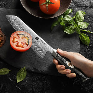 XINZUO roman tasarım <span class=keywords><strong>M390</strong></span> şam çelik mutfak dilimleme bıçakları dayanıklı siyah karbon Fiber reçine kolu Santoku bıçak - Product Image 4