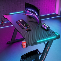 Bureau d'ordinateur pour la maison, bureau réglable en hauteur, table de jeu, table PC avec éclairage RVB, table de jeu avec lumière