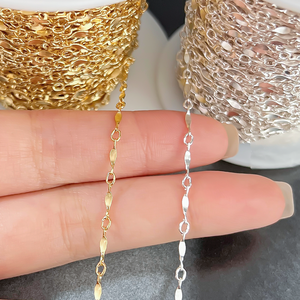 Cadena de Barra Abollada de Plata de Ley <span class=keywords><strong>925</strong></span> de Alta Calidad por Metros a Granel para Mujer para Fabricación de Joyería de Moda DIY - Product Image 6