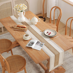 Cotton and Linen <strong>Table</strong> Runner with Tassels for Wedding Festivals <strong>Easter</strong> Decoration <strong>Table</strong> <strong>Cloth</strong> for Farmhouse - Product Image 2