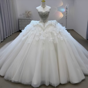 Lsjj135 New Tulle <b>Ball</b> Gown With Sweetheart Neckline Brush Train Beaded Floral Appliques Plus Size Wedding Dress Jancember - Product Image 1