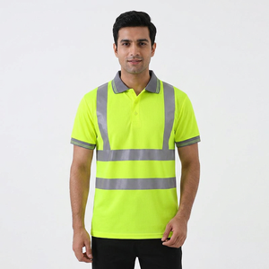 High Visibility Safety Breathable Unisex Polyester/Cotton <b>Polo</b> Shirt Class 2 Reflective Work Wear Green <b>Orange</b> Yellow - Product Image 1