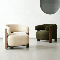 Chaise d'appoint minimaliste de style Wabi-sabi en bois massif et tissu rembourré pour salon, hôtel, usage occasionnel