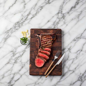 Luxus langlebige Walnussholz End maserung Muster Schneide brett Hack klotz Holz Serviert ablett mit eingebautem Griff - Product Image 3