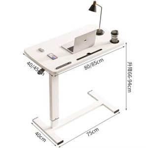Hospital Furniture Height Adjustable Rolling Over Bed Table, Bedside Table with Dinning Board - Product Image 6