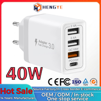 Bloc chargeur rapide 3 ports USB 1 Type C 40W PD QC avec design électrique éco-responsable pour téléphones portables