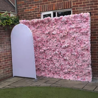 Mur de fleurs artificielles 3D rose hydrangea et rose, toile de fond en plastique imperméable faite à la main pour mariage, anniversaire, Noël, fête, photo