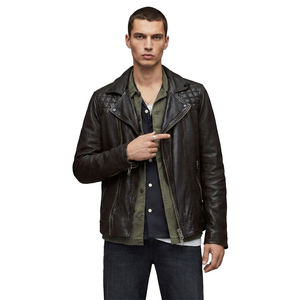 แจ็คเก็ตหนังสำหรับผู้ชาย แฟชั่นซิปแบบ Biker Coat คุณภาพพรีเมียม เสื้อคลุมกันหนาวสำหรับฤดูหนาว ดีไซน์เรียบหรู แจ็คเก็ตหนังแท้สำหรับผู้ชาย - Product Image 3