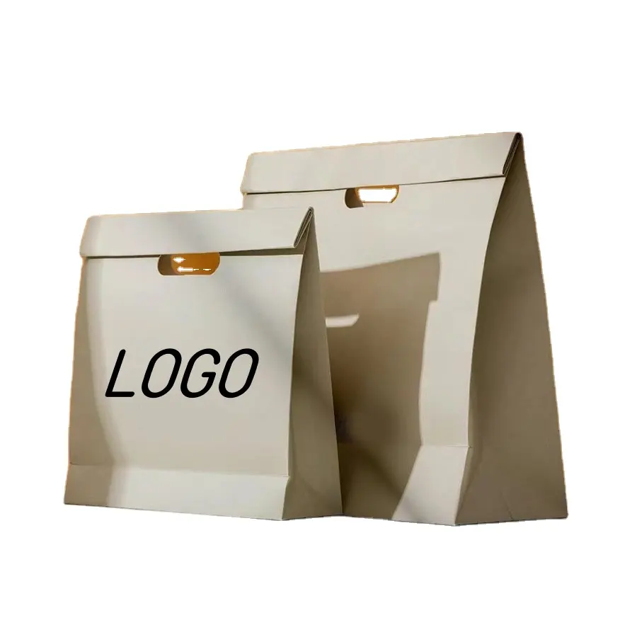 Elegante Logo personalizzato con manico da taglio parrucca per capelli confezione di cosmetici per Shopping regalo in avorio sacchetti di carta alla moda