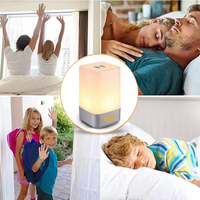 Lámpara Táctil Cubo, Luz Nocturna LED, Lámpara de Mesa, Luz para Despertar, Reloj Despertador con Simulación de Amanecer para Decoración del Hogar, Reloj Digital, Luz Nocturna LED