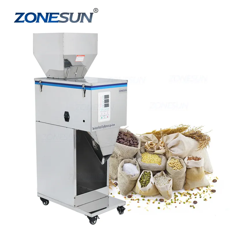 ZONESUN10-999gコーヒー豆ドライスパイスウェイト充填機ナッツ穀物または粉末包装機供給