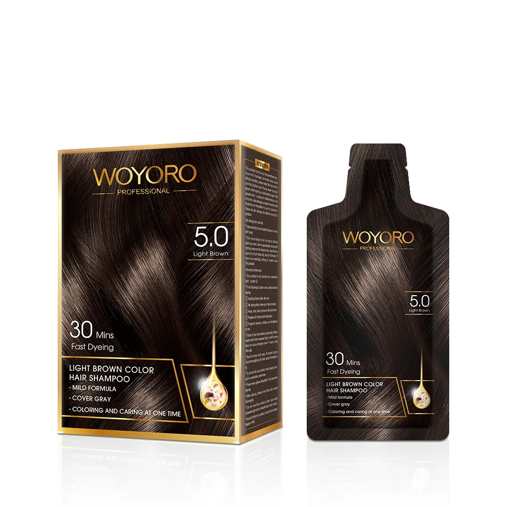 WOYORO professional 100% cover hair dye long lasting light brown hair color shampoo