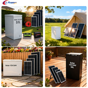 Réfrigérateur solaire à <span class=keywords><strong>double</strong></span> <span class=keywords><strong>porte</strong></span> avec étagères en verre et congélateur supérieur, alimentation hybride - Product Image 5