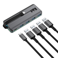 RGB Type C Hub 5 Ports USB C Hub avec 4 USB 3.0 PD100W Alimenté USB C Splitter pour Ordinateur Portable Macbook Pro iPad Pro Chrome Book