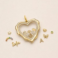 Collier Médaillon Cœur Irrégulier Carré Ouvertable Style Européen & Américain, Pendentif DIY Creux Plaqué Or 18K, Breloque Bijou