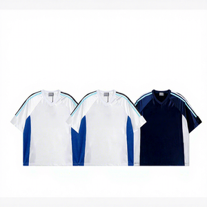 Maillot d'été unisexe tendance à manches courtes, imprimé personnalisé, respirant, séchage rapide, style vintage satiné brillant, col en V, pour la course - Product Image 4