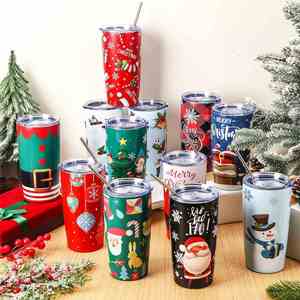 Vaso Térmico Navideño con Tapa y Pajita, Vaso de Papá Noel, Vaso de Agua Personalizado para las Fiestas Navideñas, Regalos para Cristianos - Product Image 2