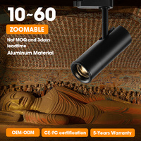 Lampu Sorot LED COB 12W Dapat Diredupkan, Dapat Diperbesar, Konstruksi Aluminium Modern, CRI 97, Sudut Sinar 10-60, 3000K-6000K, Museum Seni, 720lm