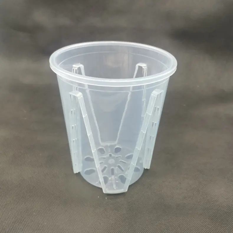 Wholesale New Round Clear Plastic Planter Orchid Pot Transparent Container Perforated Flower Pot Goblet Thickened Pot