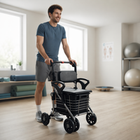 Chariot de courses en aluminium de haute qualité avec une capacité de 80 kg, conception pliable manuelle pour l'aide aux personnes âgées