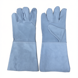 Gants de travail Ttake, accessoires de soudage, équipement de protection en cuir bleu à manchette longue - Product Image 2