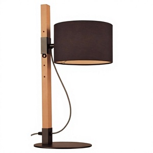 Modern <b>Bamboo</b> <b>Table</b> Lamp Cylindrical Fabric Shade Wooden E26 LED Wire Nordic Decor for Living Room Hotel - Product Image 1