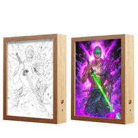 Lámpara Nocturna de Madera con Marco para Fotos, Luz Nocturna USB 3D, Diseño Personalizado, Cuadro con Retroiluminación LED, Marco para Fotos de Anime