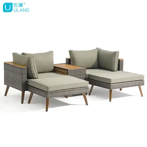 Sofa taman klasik, bisa dilepas rotan plastik anyaman Set rotan luar ruangan teras anyaman furnitur