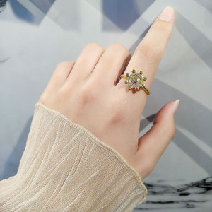 Anillos de circonita cúbica 5A coloridos y a la moda, chapados en oro de cobre, con brújula giratoria de la buena suerte china, joyería antiansiedad al por mayor - Product Image 3