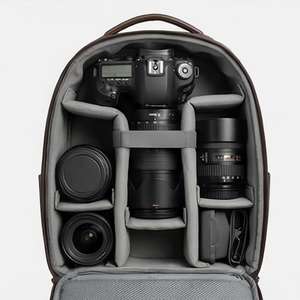 Zaino fotografico da viaggio in pelle microfibra di alta qualità personalizzato dal produttore, resistente, compatibile con fotocamere DSLR - Product Image 2