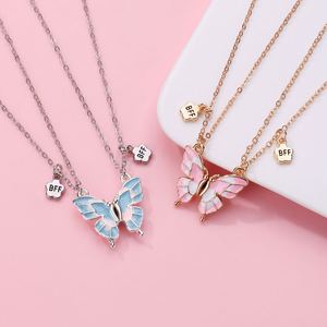 Collier pendentif cœur magnétique avec breloque papillon et motif cœur émaillé pour couples, meilleurs amis pour toujours (BFF) et enfants - Product Image 4