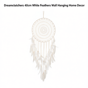 Acchiappasogni 40cm con Piume Bianche, Decorazione da Parete per la Casa - Product Image 2