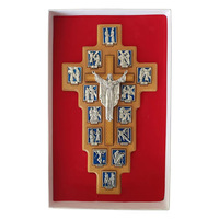 Pendentif croix de Jésus à suspendre au mur, ornement de salon, décoration murale artisanale en bois, cadeaux catholiques