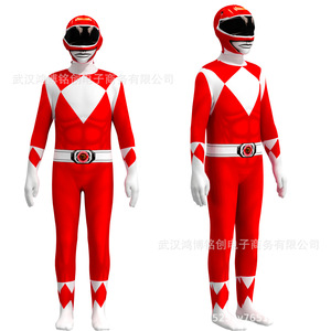 Nouveau Costume de Power Rangers Rouge pour Hommes, Combinaison Intégrale, Costume de Fête d'Halloween, Cosplay, Combinaison Zentai - Product Image 1