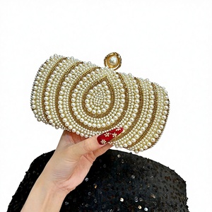 New Pearl Evening Vintage Women's Handmade Beaded <b>Clutch</b> Bag With Hasp Closure and Polyester for Wedding and Daily Use Tanjing - Product Image 1