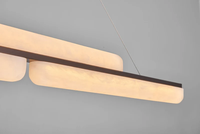 Lustre suspendu long de style nordique moderne et minimaliste, avec cadre en acier et abat-jour en albâtre, pour cuisine, salon, éclairage intérieur