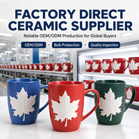 Souvenirs touristiques du Canada, tasses en céramique avec motif feuille d'érable pour cadeaux en gros, disponibles en plusieurs couleurs, personnalisation OEM ODM