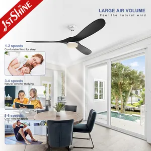 1stshine fournisseur ventilateur de plafond 220v haute vitesse noir moderne bldc moteur bois led plafonnier ventilateur