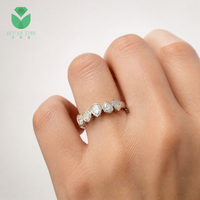 Bague en or blanc 14K 18K avec cinq pierres en diamant de laboratoire taille poire certifié IGI Better Star, sertie clos, D VVS, vente en gros pour femmes