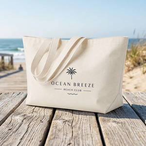 High Quality Recycled Cotton Canvas <b>Extra</b> <b>Large</b> Beach Tote Bag 10OZ Letter Custom Graphic <b>Print</b> Prestige Creations Shopping - Product Image 3