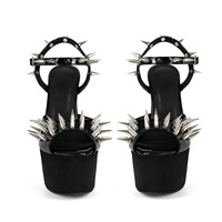 Personnalisation d'usine, personnalisation du logo, OEM, OED, Chaussures pour femmes sexy noires à clous, à plateforme et à talon aiguille, style Fish Queen, grandes tailles, pour boîte de nuit