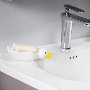 Ceramic Duck <b>Soap</b> <b>Dish</b> With Drainage Home Office Decorative <b>Soap</b> <b>Holder</b> Contemporary Animal Shape Design - Product Image 3