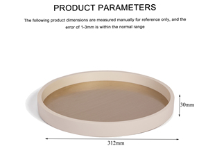T-129 Modern Luxury Round Serving Tray Custom Leather Wooden <strong>Lacquerware</strong> for Hotel Wedding European Home Decoration - Product Image 4