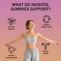 Complément alimentaire personnalisé en gommes d'inositol (60 unités) pour la santé ovarienne, l'équilibre hormonal et la santé de la peau chez la femme