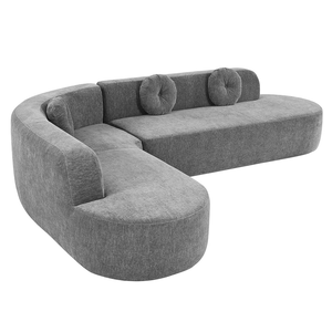 Canapé Chaise Longue Courbé 1, 2 ou 3 Places en Tissu d'Ameublement Velours Bouclé Effet <span class=keywords><strong>Laine</strong></span> d'Agneau Cloud pour Hôtel et Studio - Product Image 5