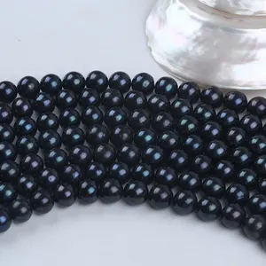 Wholesale 10-12mm Black Loose Natural Pearl Freshwater Pearl Beads Round Pearl For Jewelry Making