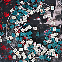 Ensemble de Mahjong américain haut de gamme, 160 tuiles en acrylique, motif floral de jardin chinois, dos blanc nacré et bleu, cadeau pour femmes