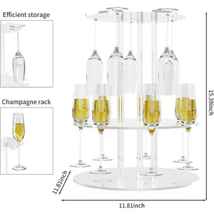 حامل مشروبات من طبقتين من الأكريليك لحمل كؤوس النبيذ والكوكتيل والشمبانيا للحفلات والأعراس والاحتفالات المدرسية - Product Image 2